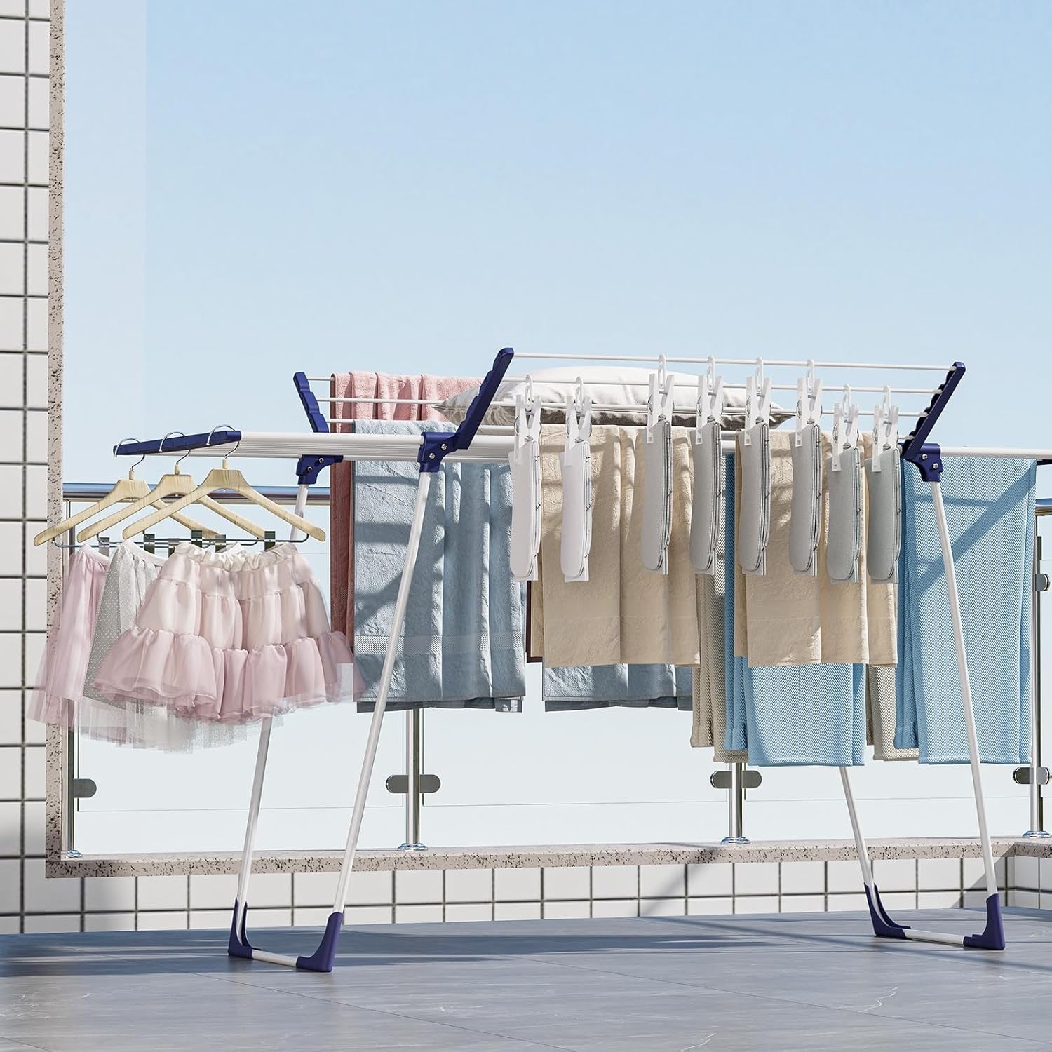 Extendable Clothes Airer Drying Rack Foldable Indoor Outdoor Space Saving