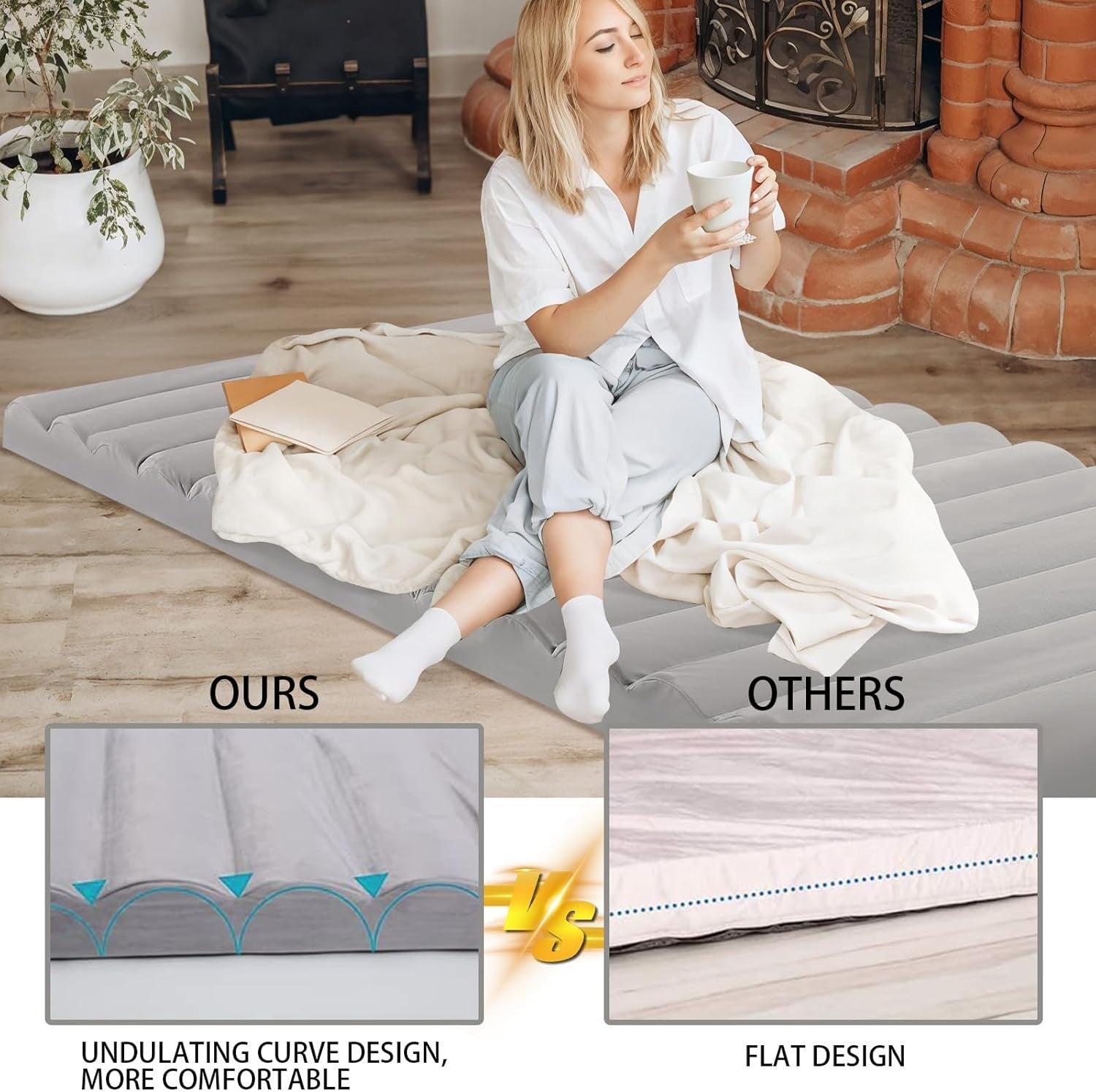 Roll Up Floor Mattress Single Foam Bed Foldable Guest Travel Mat Grey