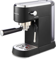 Compact Espresso Machine 15 Bar Pump, Dual Cup, Milk Frother, 1L Tank, Black