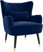 Velvet Blue Wingback Armchair with Lumbar Pillow | Stylish, Comfy Lounge Seat