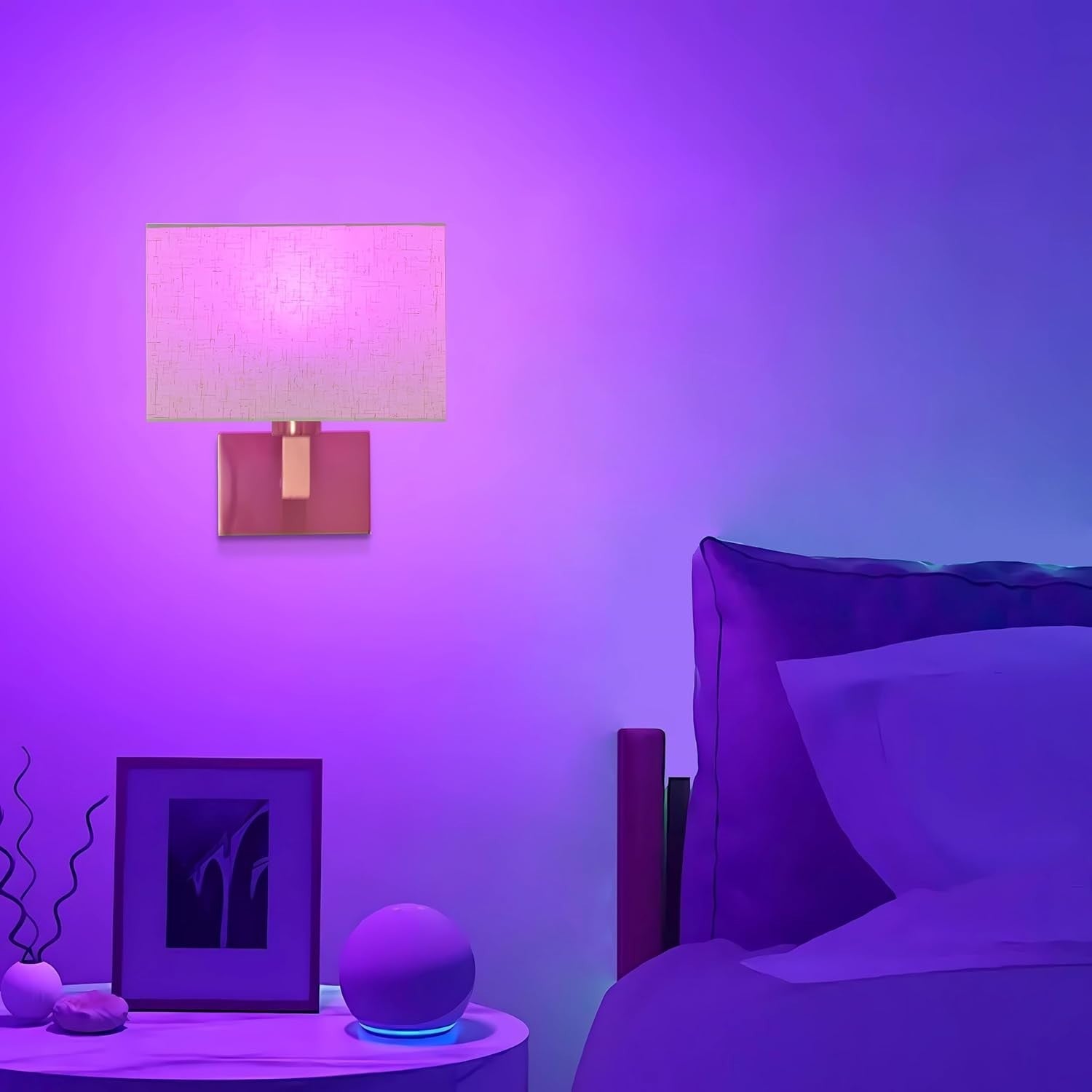 Gold Battery-Powered Wall Sconces with RGB Dimmable Light & Remote Control