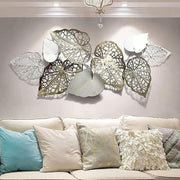 Large 3D Metal Leaf Wall Art Gold Iron Sculpture 143cm