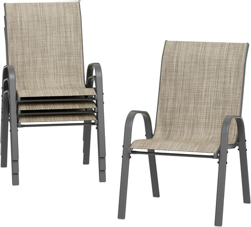 4x Stackable Garden Dining Chairs Outdoor Patio Set Rustproof Weatherproof