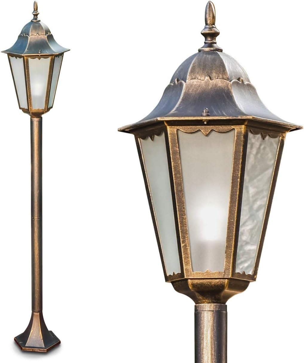 Garden Lamp Post Brown Gold 120cm Outdoor Lantern Light IP44 E27