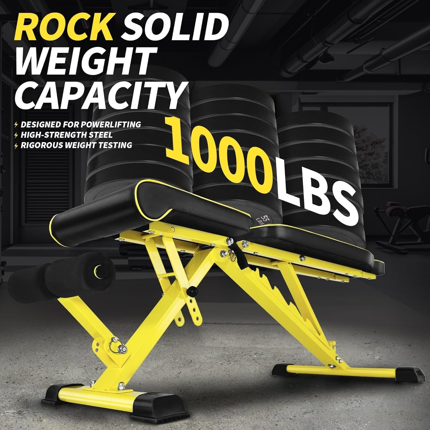 1000lb Adjustable Weight Bench Fast Folding Incline Decline Home Gym