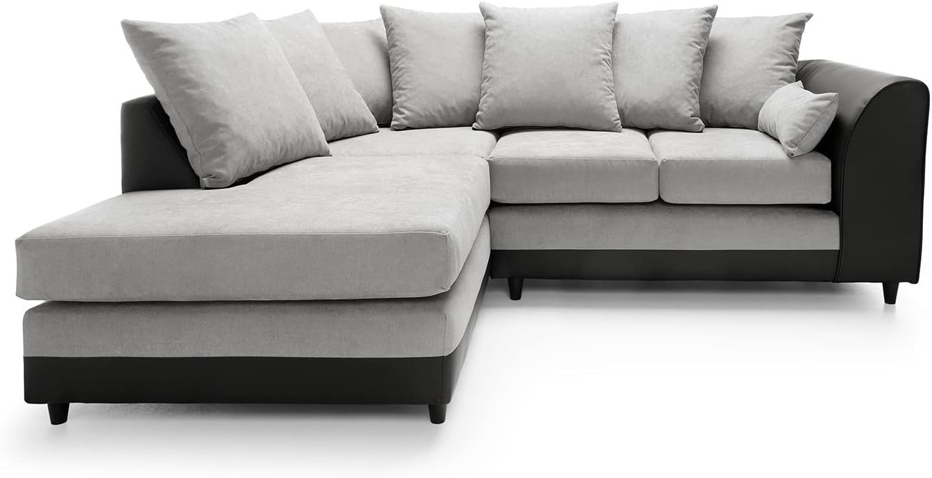 Modern L-Shaped Corner Sofa 4-Seater with Removable Cushions & Wood Frame