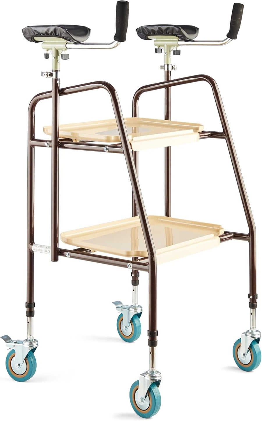 Indoor Mobility Walker Rollator Forearm Supports Brakes Trays Lightweight