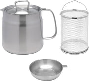 1.5L Stainless Steel Deep Fryer Pot Chip Pan Basket Lid Oil Strainer