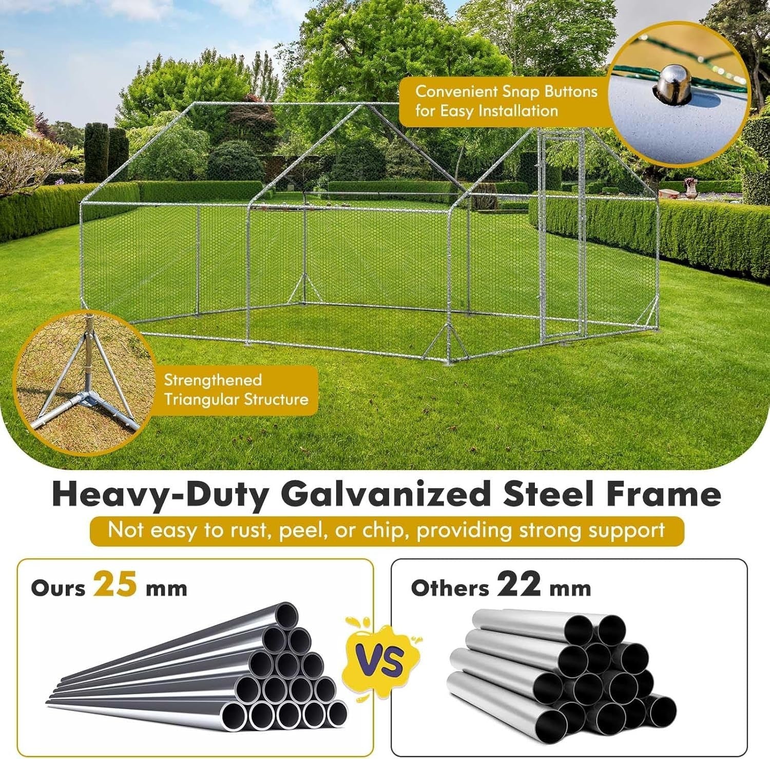 Extra Large Walk In Chicken Coop 3x4m Galvanised Run UV Cover