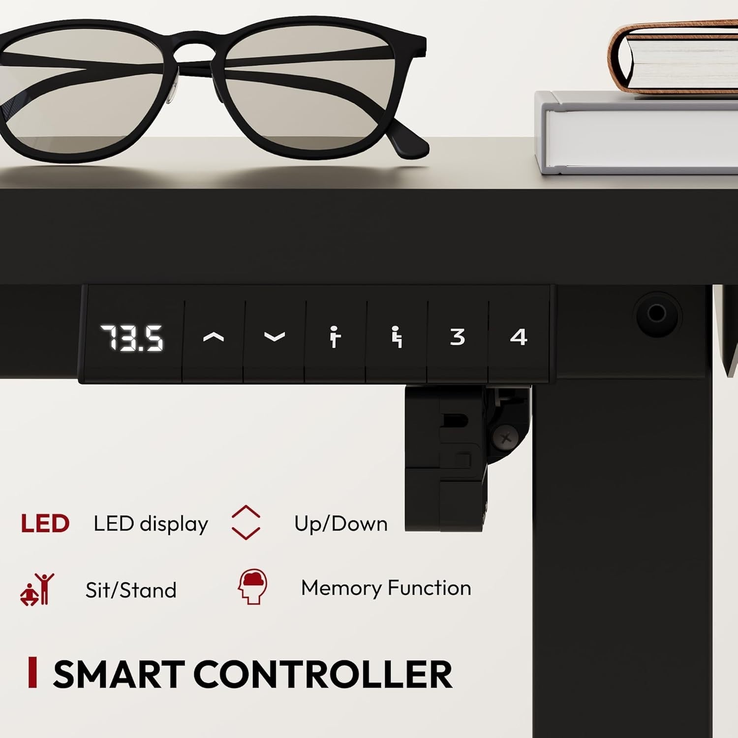 Black Electric Standing Desk 140x60cm with Memory & Adjustable Height