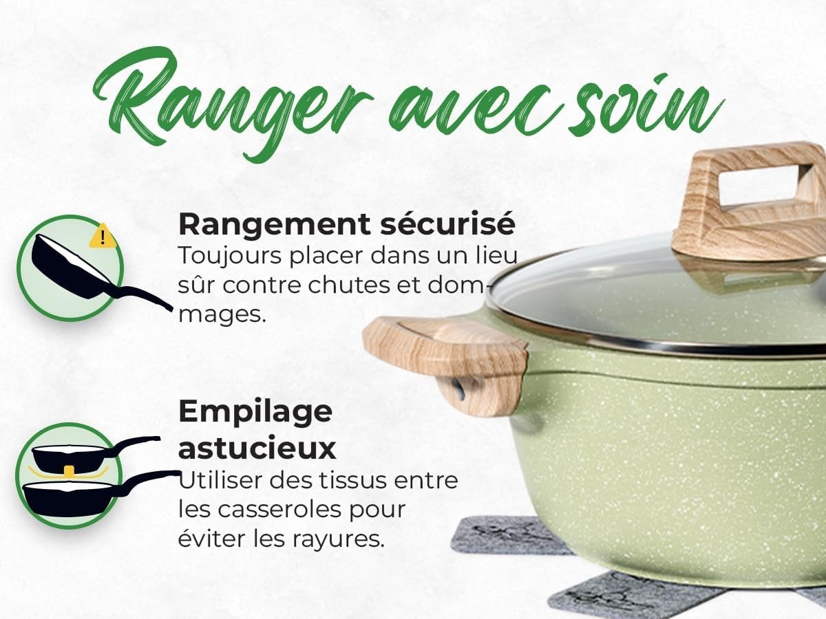 15pcs Green Granite Induction Non Stick Cookware Set Pots & Pans Eco Friendly