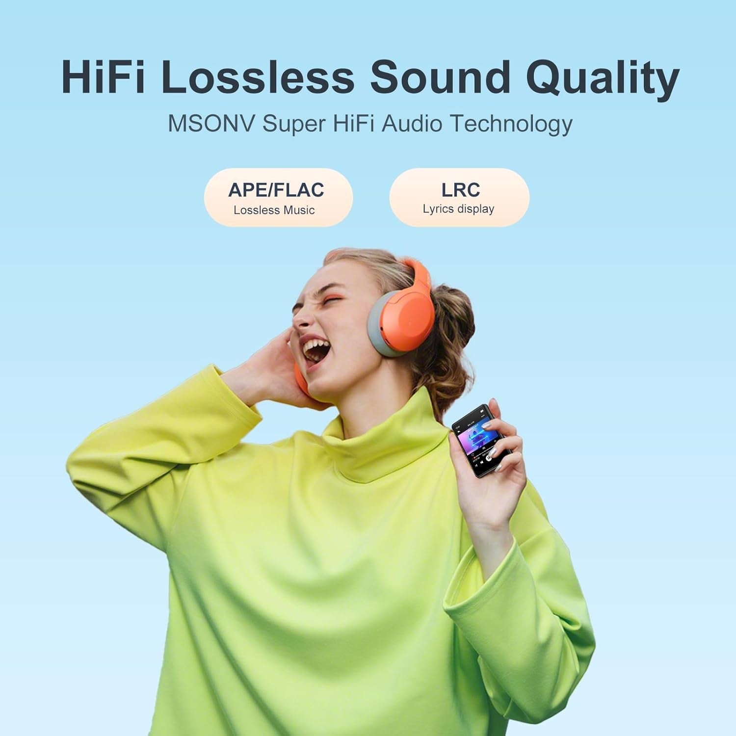 64GB MP3 Player Bluetooth 5.3 2.4" Touch Screen FM Speaker HiFi