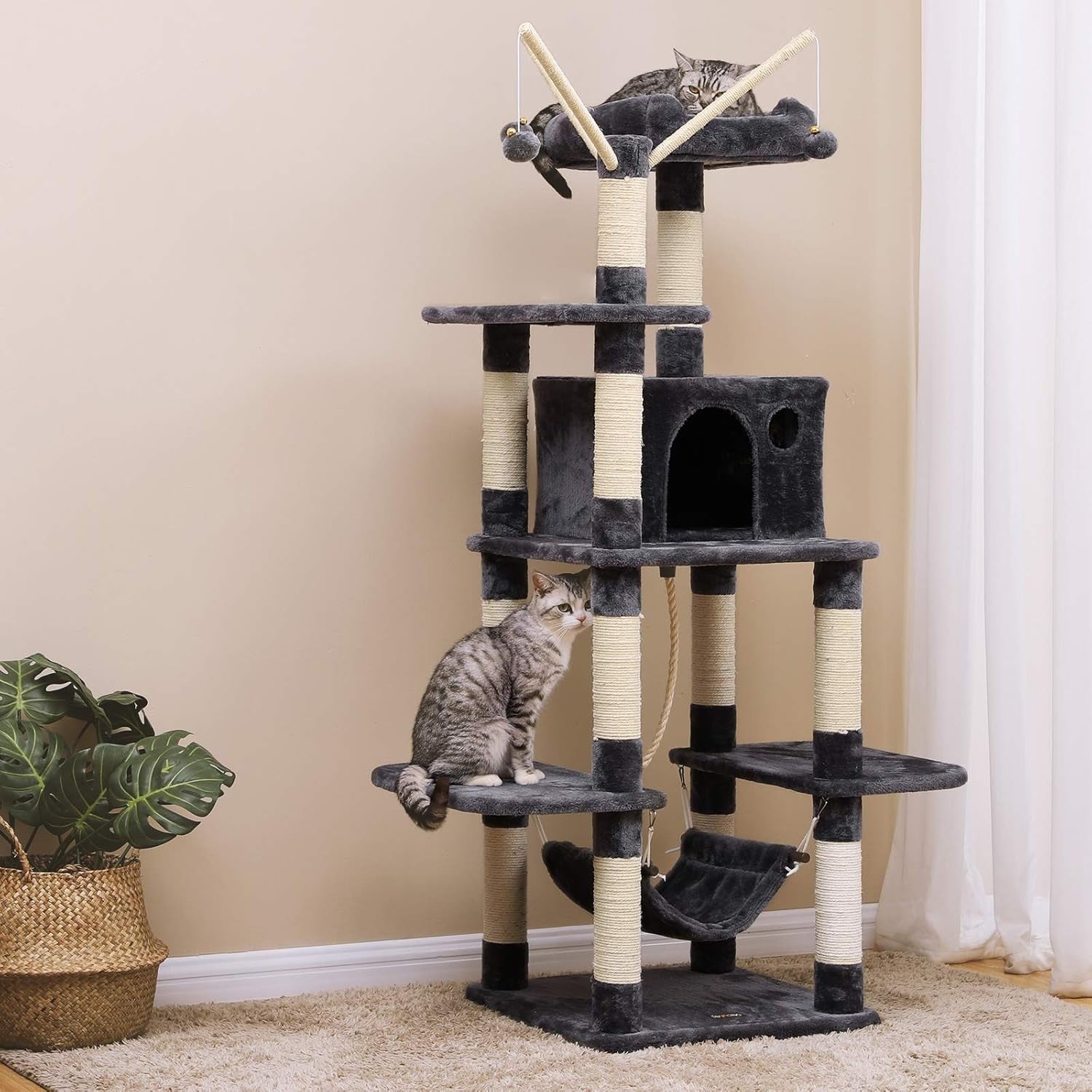 Large Cat Tree Tower 154cm Scratching Posts Hammock Condo Multi-Level