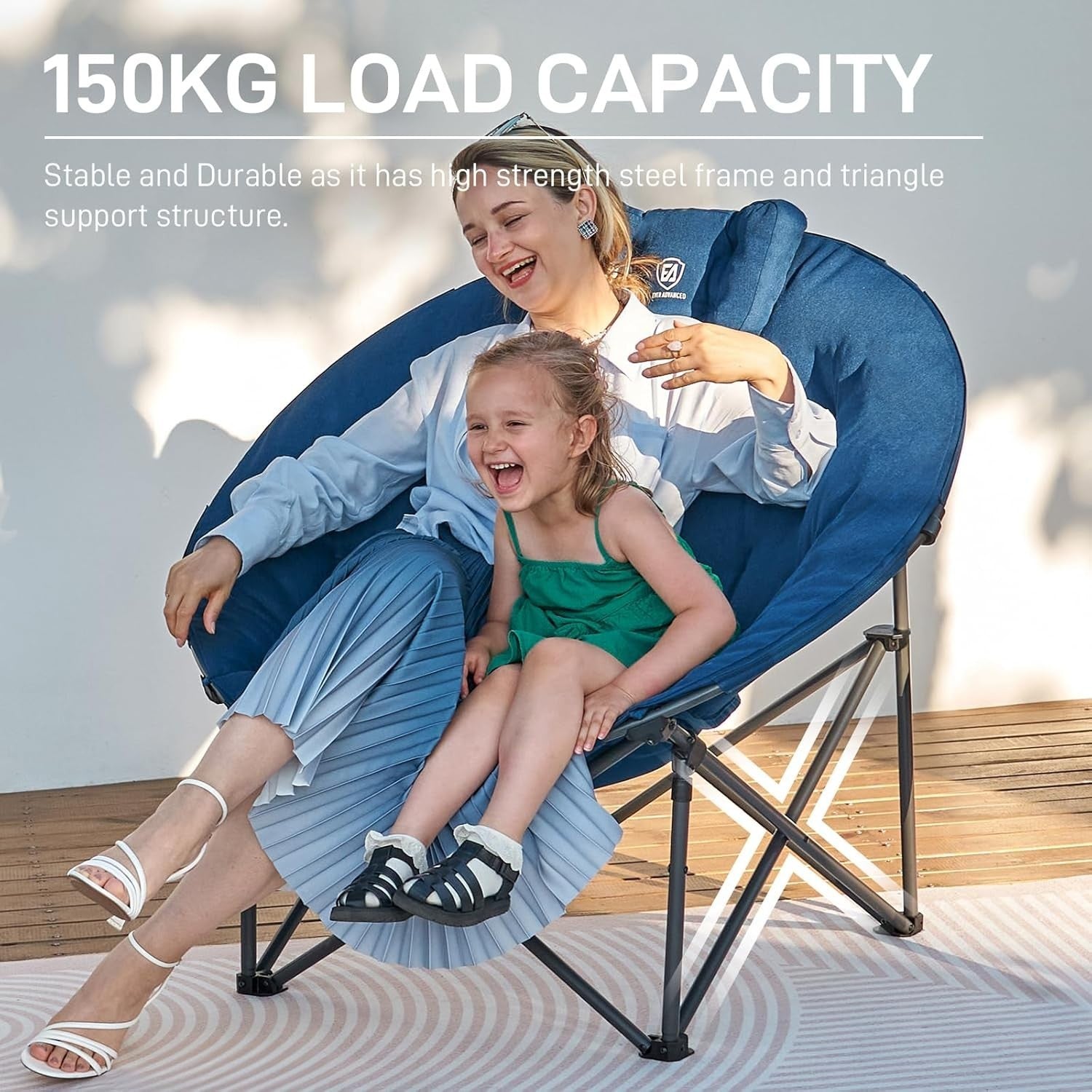 Padded XL Folding Camping Chair Heavy Duty Outdoor Chair 150kg Capacity