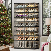 9 Tier Foldable Shoe Cabinet 36 Pair Storage Rack with Doors – Large Space Saver