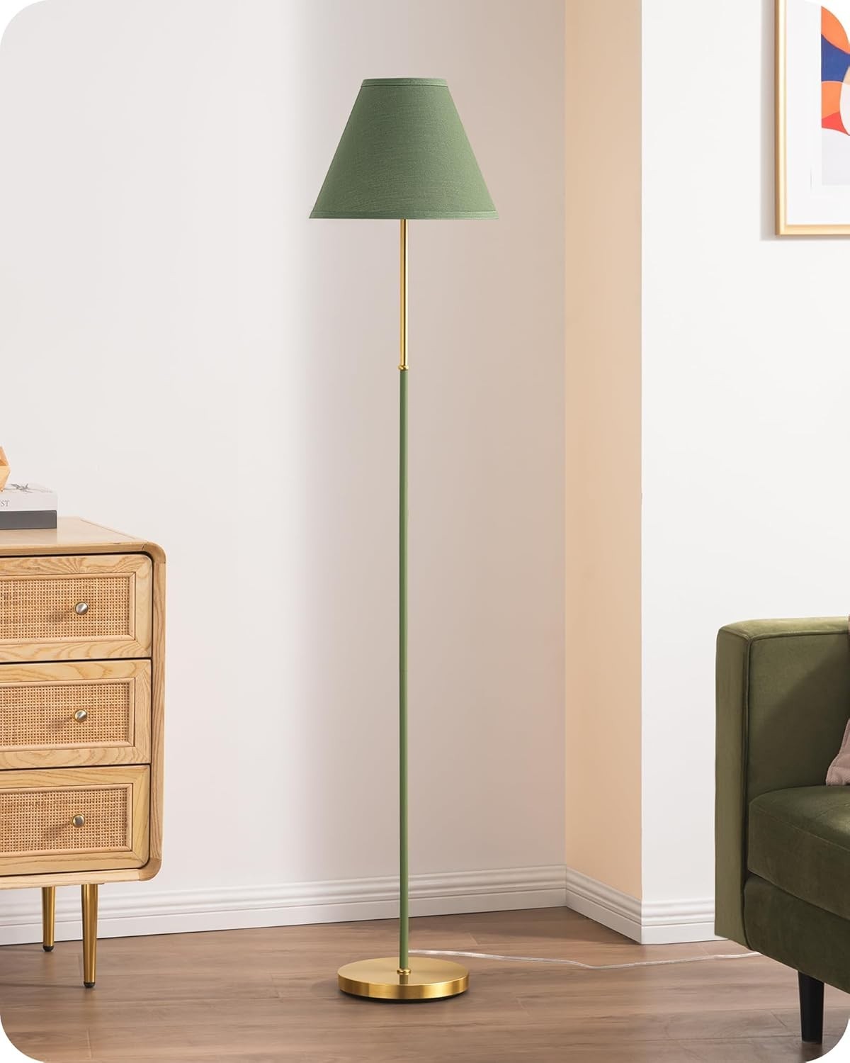 Retro Floor Lamp LED Standing Lamp Linen Shade Foot Switch 158cm E27