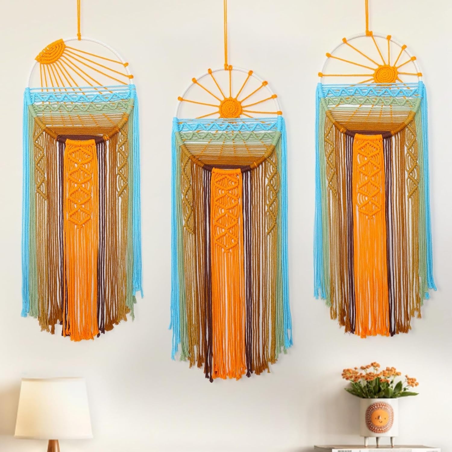 3PCS Sunset Macrame Wall Hanging Boho Tapestry Set