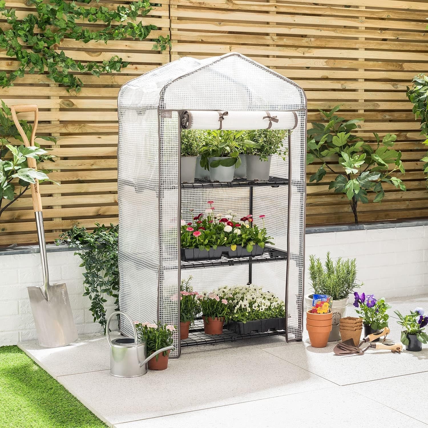 3 Tier Mini Greenhouse with Reinforced PE Cover | Compact Outdoor Growhouse