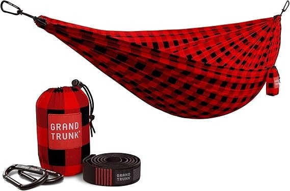 Red Double Camping Hammock Nylon 500lb Max | Lightweight & Ready-to-Hang