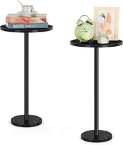 Black 2-Pack Round Side Tables 32x32x62.5 cm | Small Coffee & Sofa End Tables