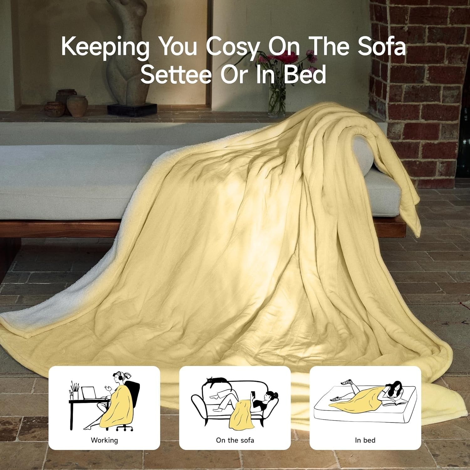 Electric Heated Blanket Double Extra Large 200x150cm  9 Heat Auto Off