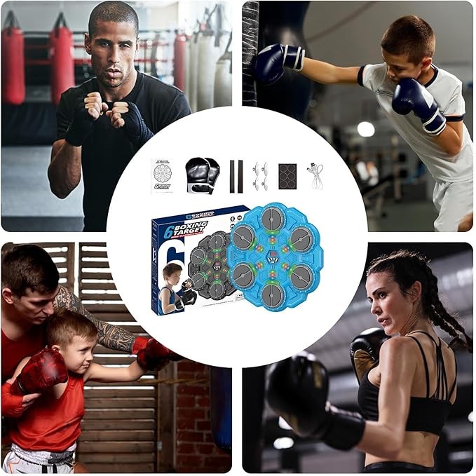 Kids Music Boxing Punch Pad LED Wall Mounted Interactive Fitness Game