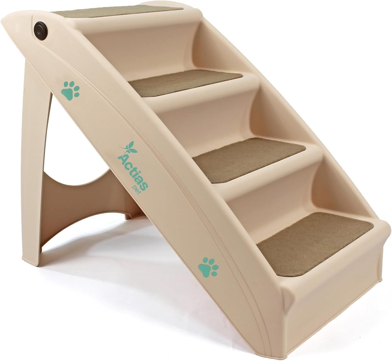 Beige 4 Step Dog Stairs Non Slip Pet Steps for Bed Sofa Car Access