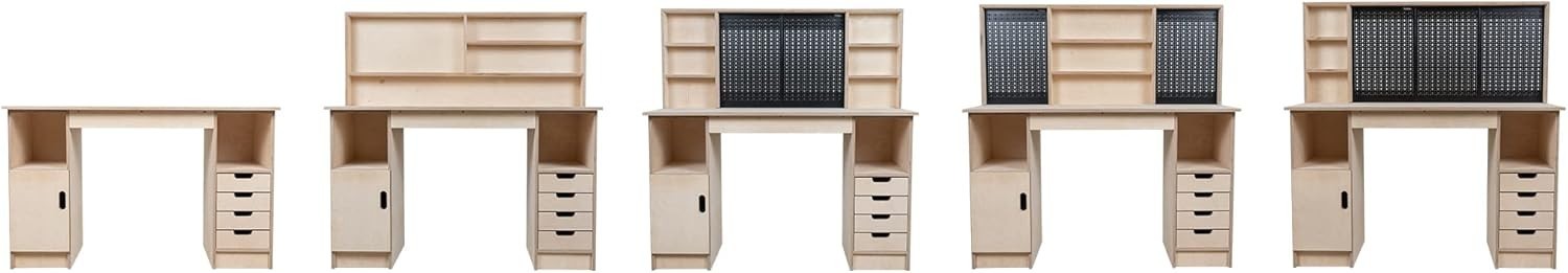 Olympus 3.4 Wooden Workbench with Storage Cabinet & HD Pegboard – Heavy Duty 5ft
