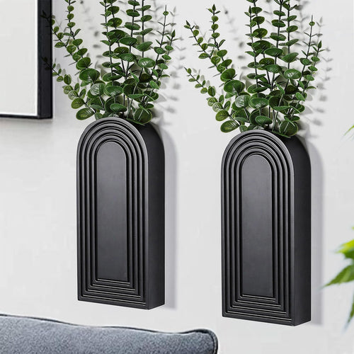 Modern Wall Wood Vase Set of 2 Farmhouse Entryway Hanging Decor