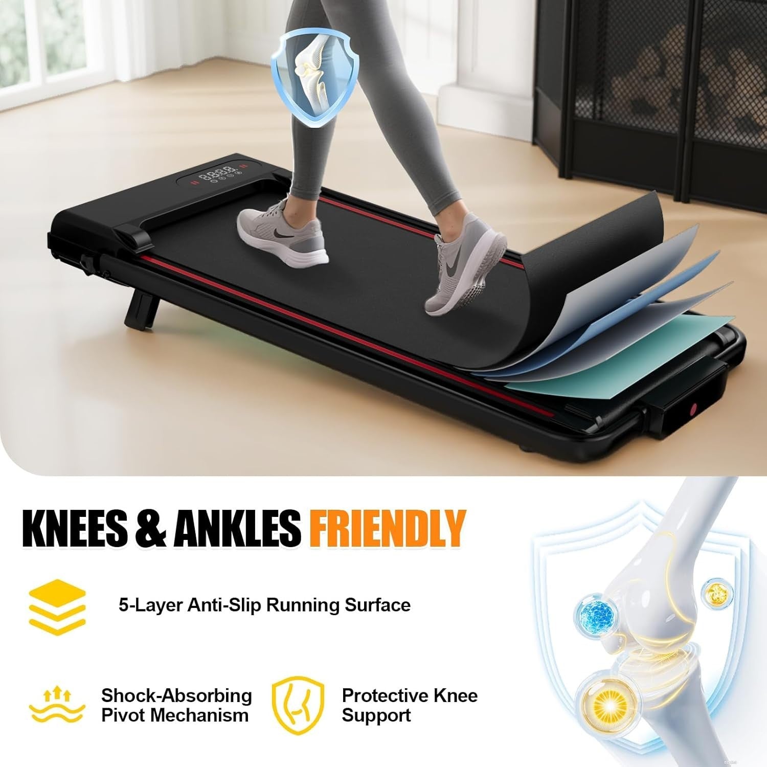 Foldable Under Desk Treadmill 2.5HP Incline Walking Pad Home Office Gym