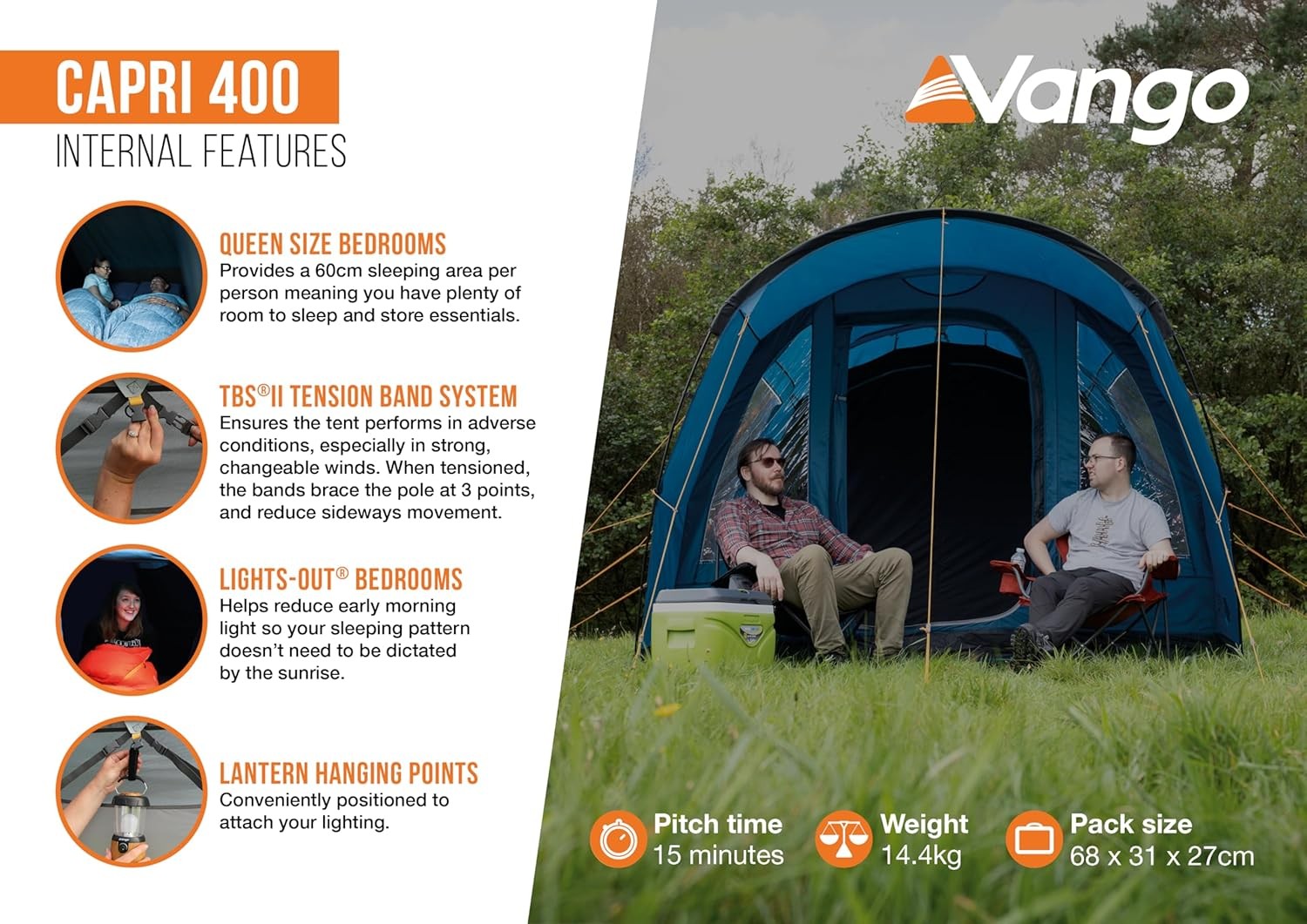 4 Person Family Camping Tent 3000mm Waterproof Tunnel w Canopy