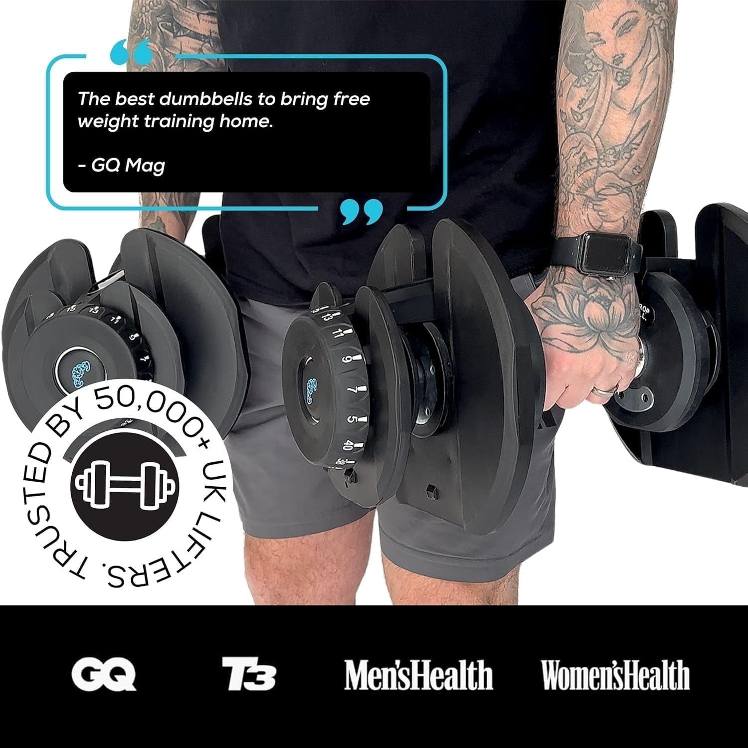 Adjustable Dumbbell Pair 17-in-1 Smart Click Anti-Slip Home Gym Weights
