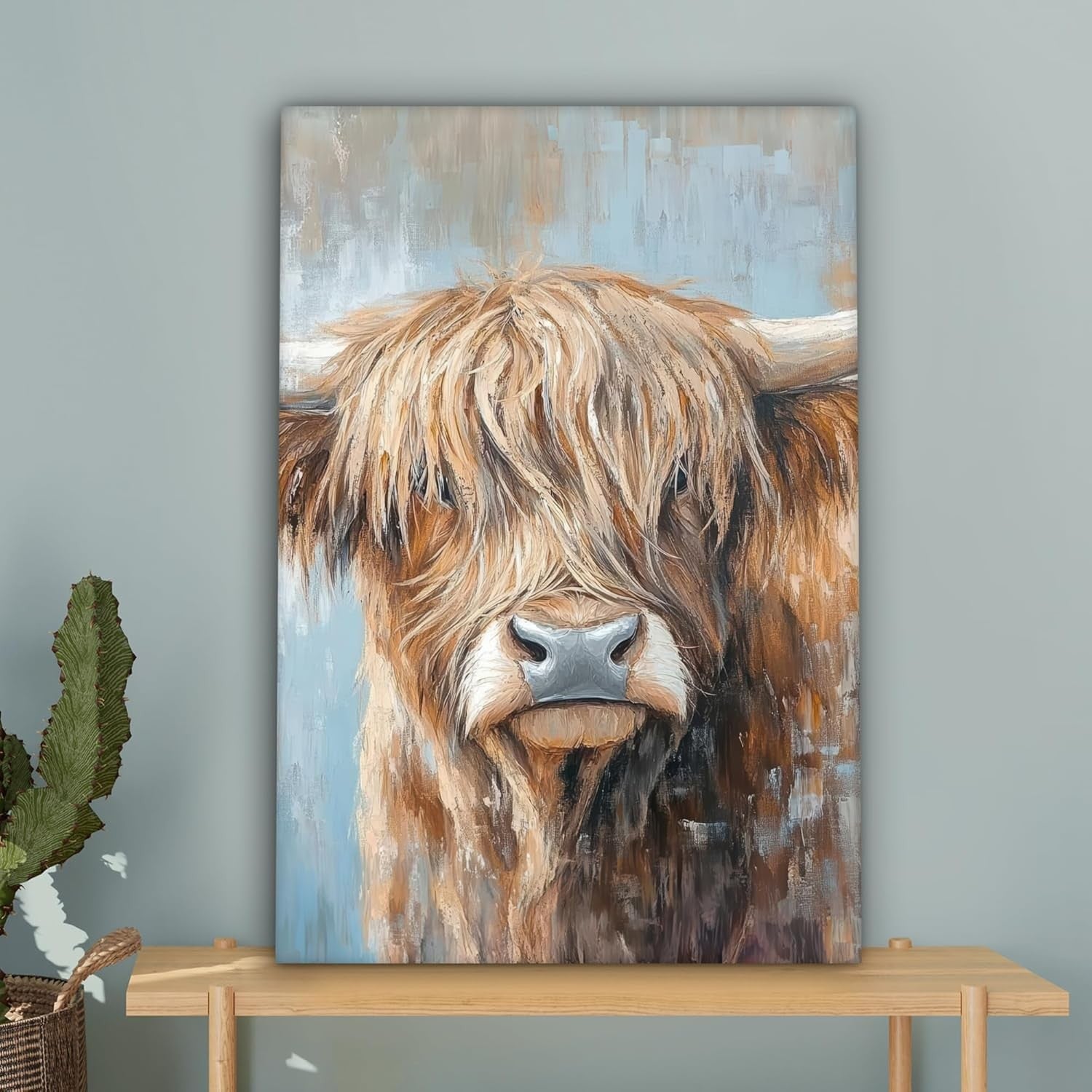 Highland Cow Canvas Wall Art 60x90cm Large Framed Farmhouse Print