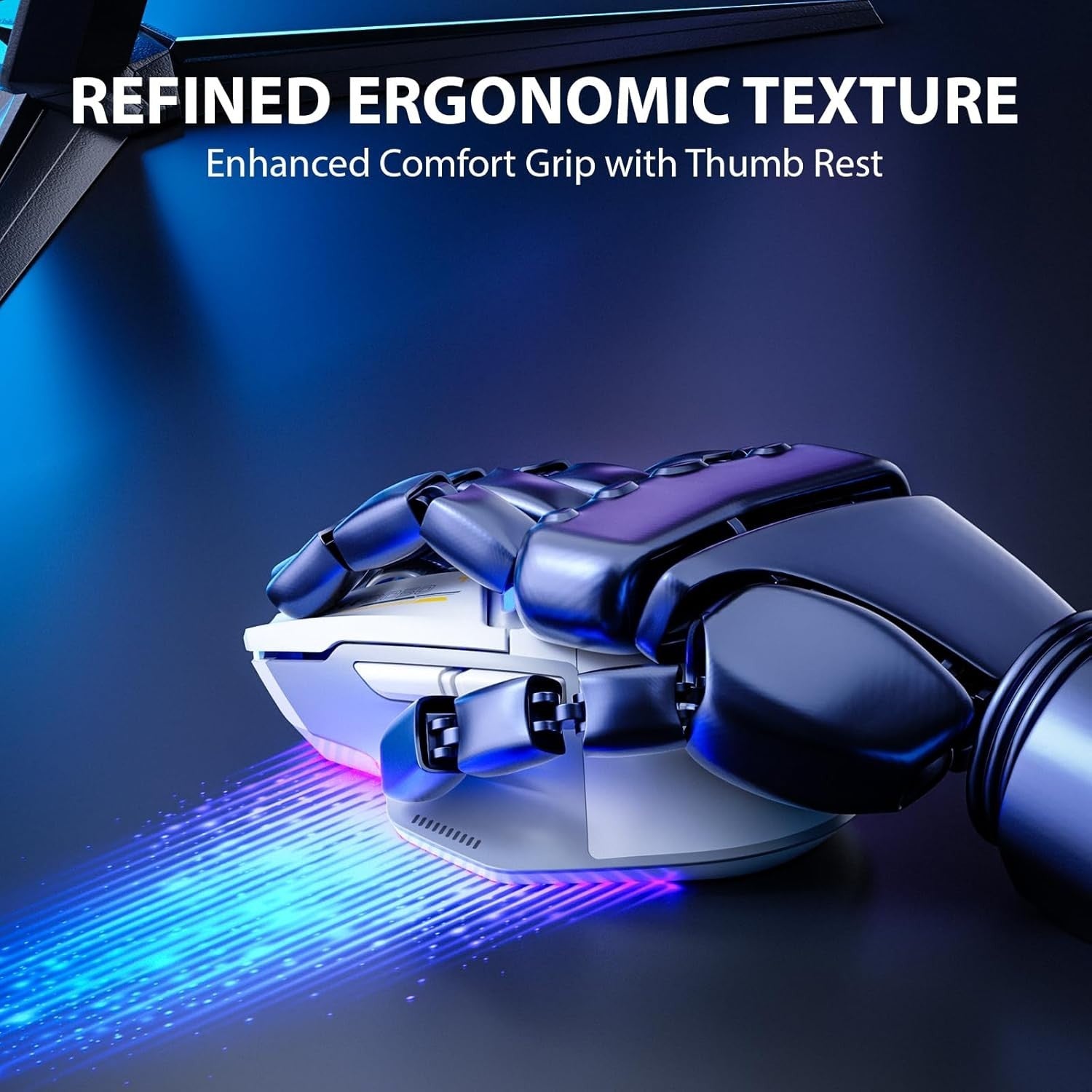 Tri-Mode Wireless Gaming Mouse 10000 DPI RGB Rechargeable