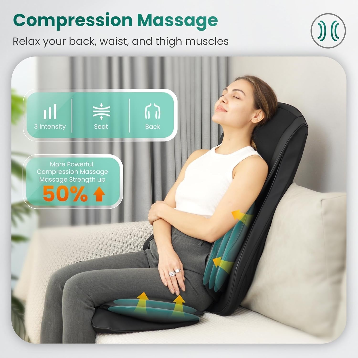 4D Heated Shiatsu Massage Chair Pad with Vibration for Back & Neck