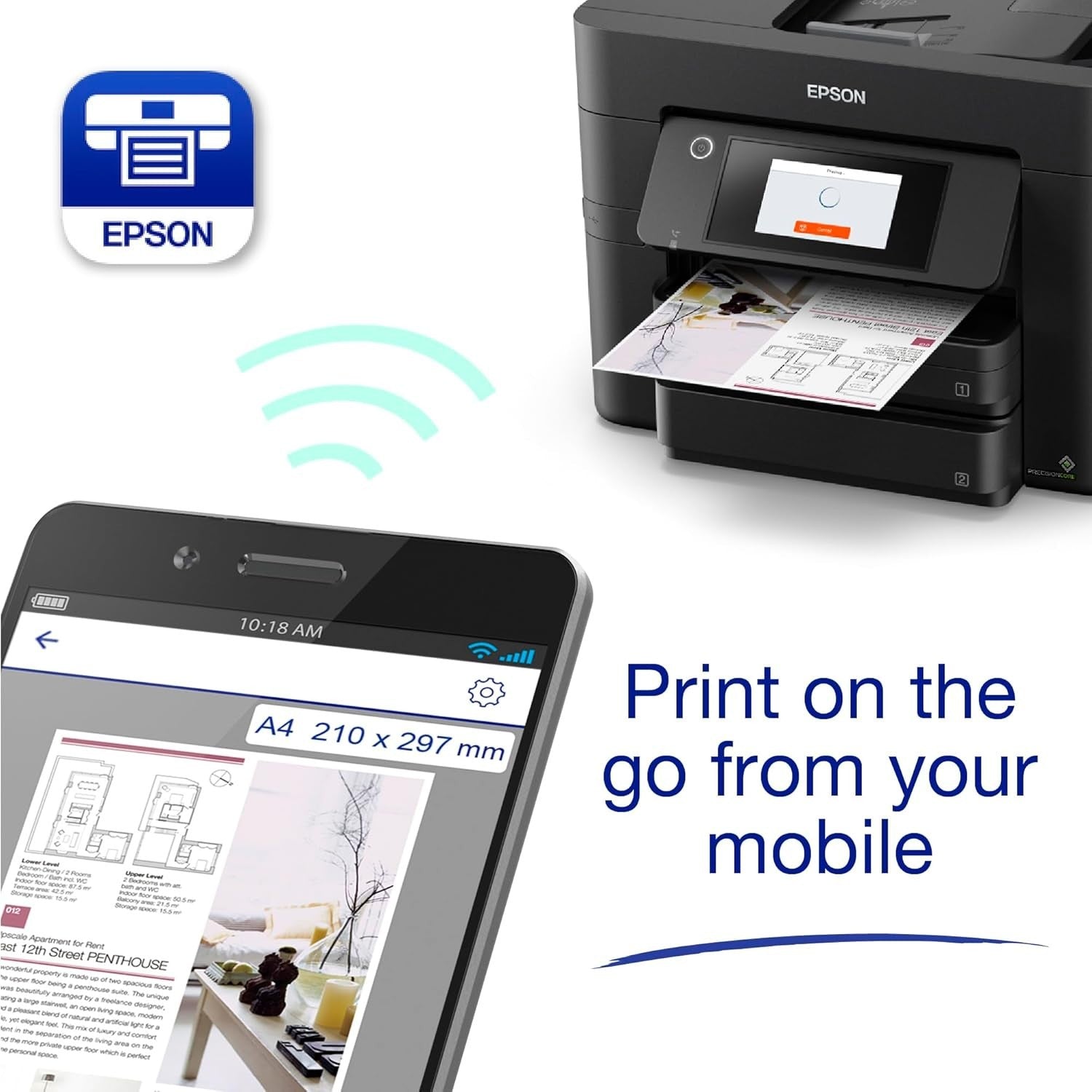All-in-One Wireless Colour Printer Scanner Copier Fax A4 Black
