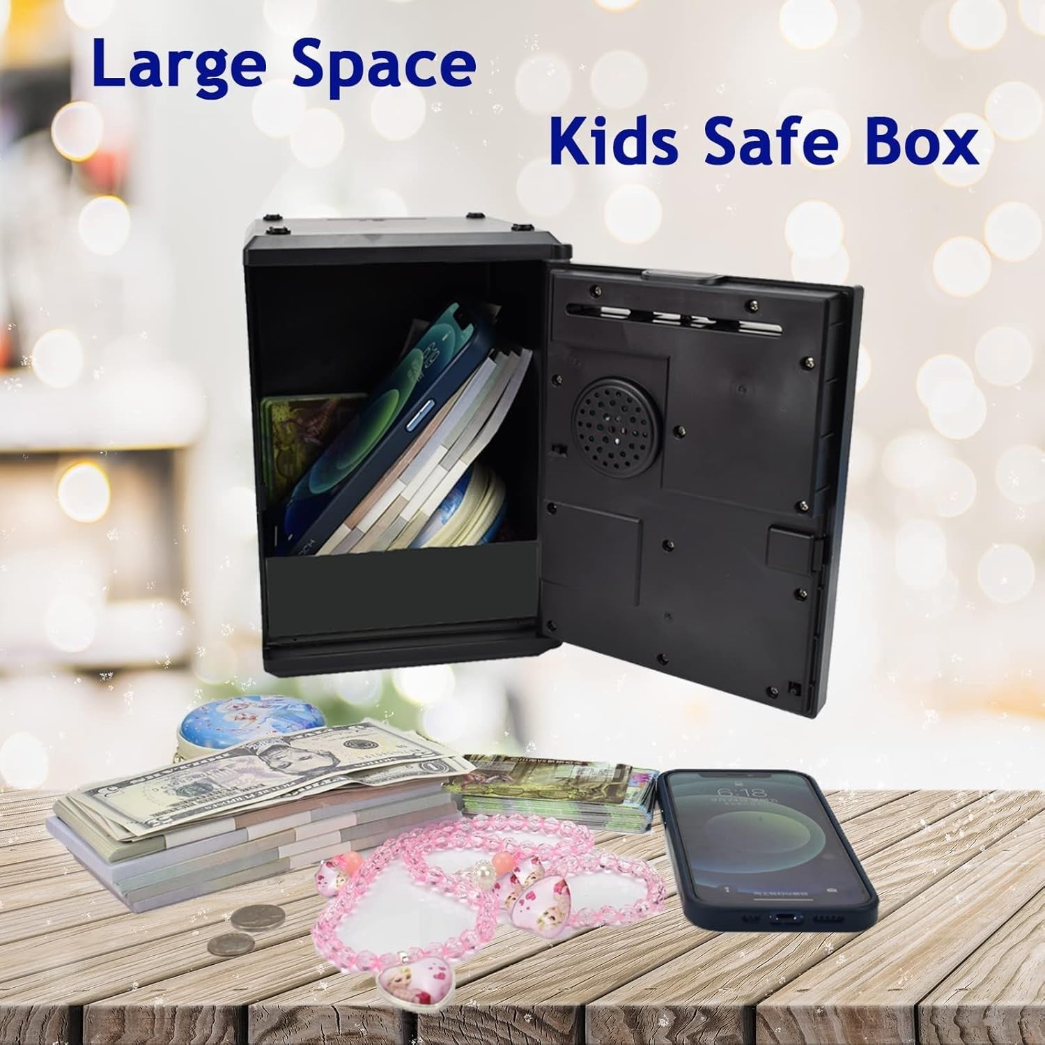 Kids Fingerprint ATM Money Safe Password Piggy Bank Coin Savings Box