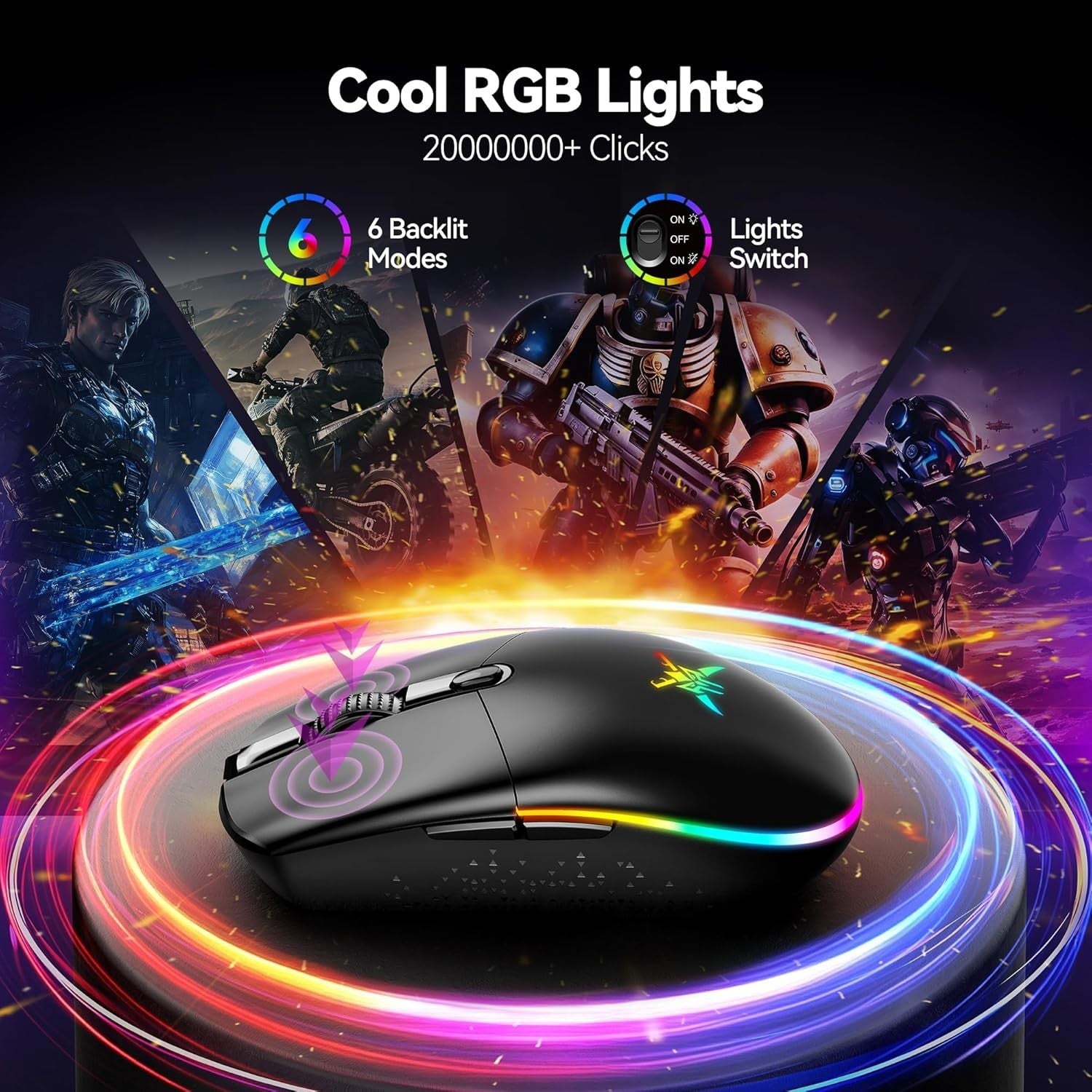 Wireless Gaming Mouse 8000 DPI RGB 72g 100H Battery