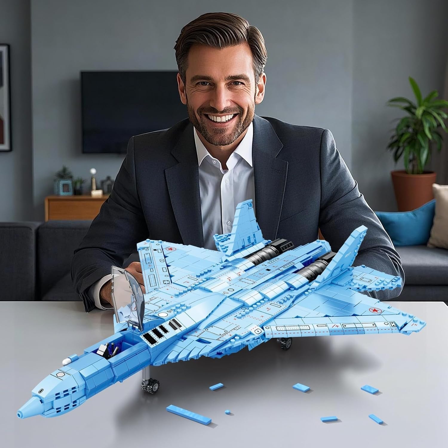 Fighter Jet Model Kit 1456pcs Military Aircraft Block Set Adults 14+