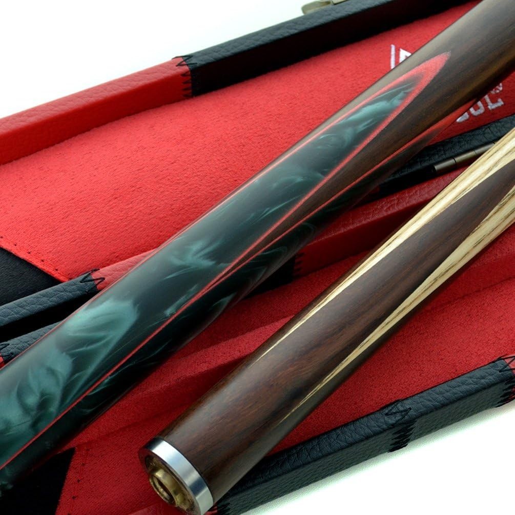 57" Hand Spliced 3/4 Snooker Cue 18oz 9.5mm Tip Extensions Case