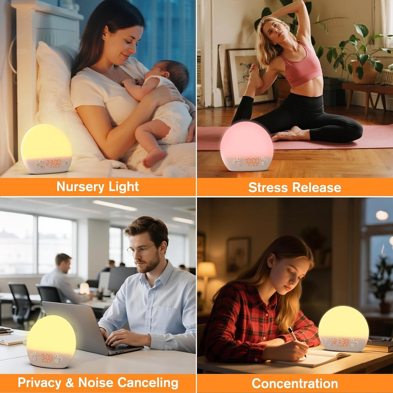 Sunrise Alarm Clock Wake Up Light White Noise for Heavy Sleepers Bedroom