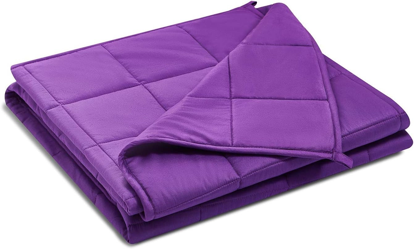 Weighted Blanket 60x80", 15lbs Cotton Glass Beads, Breathable, Violet