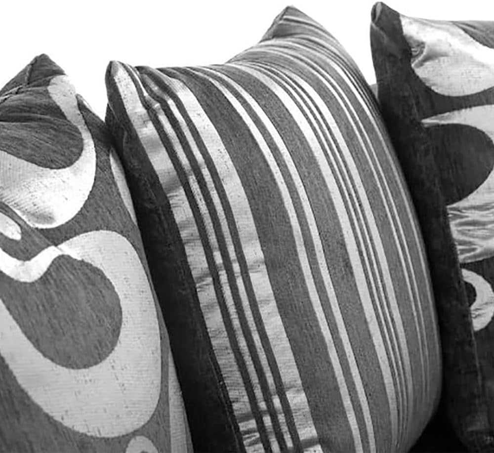 5 Seater Corner Sofa Grey Chenille & Black Faux Leather – L Shape, Washable