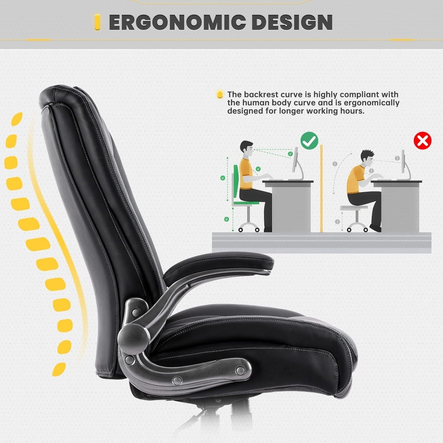 Big & Tall Ergonomic Office Chair Wide Seat Adjustable Height Tilt Brown Home