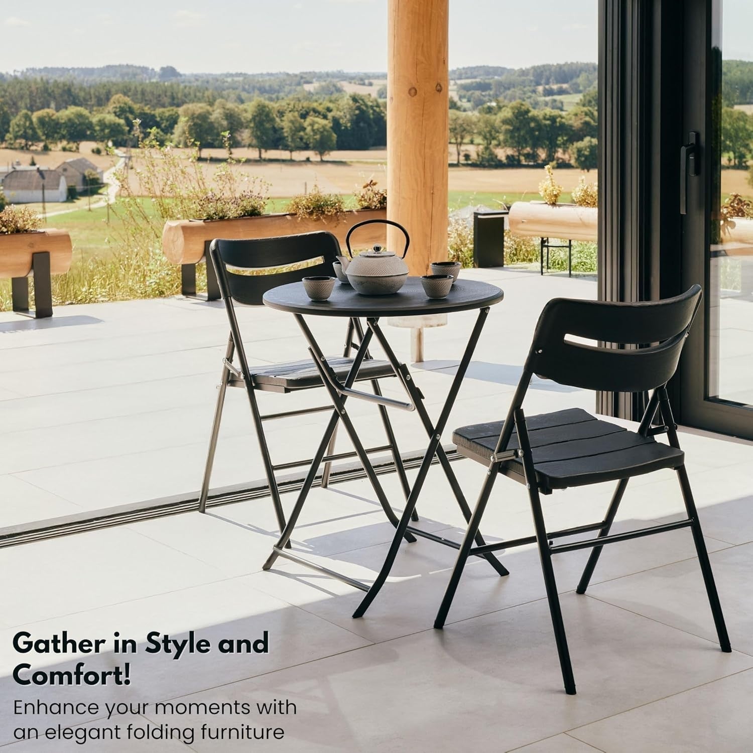 Outdoor Bistro Set 3pc Folding Garden Table Chairs Patio Balcony Compact