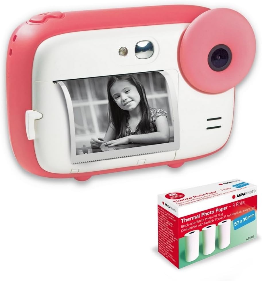 Kids Instant Print Camera 15MP HD Photo Video Camera + 6 Paper Rolls