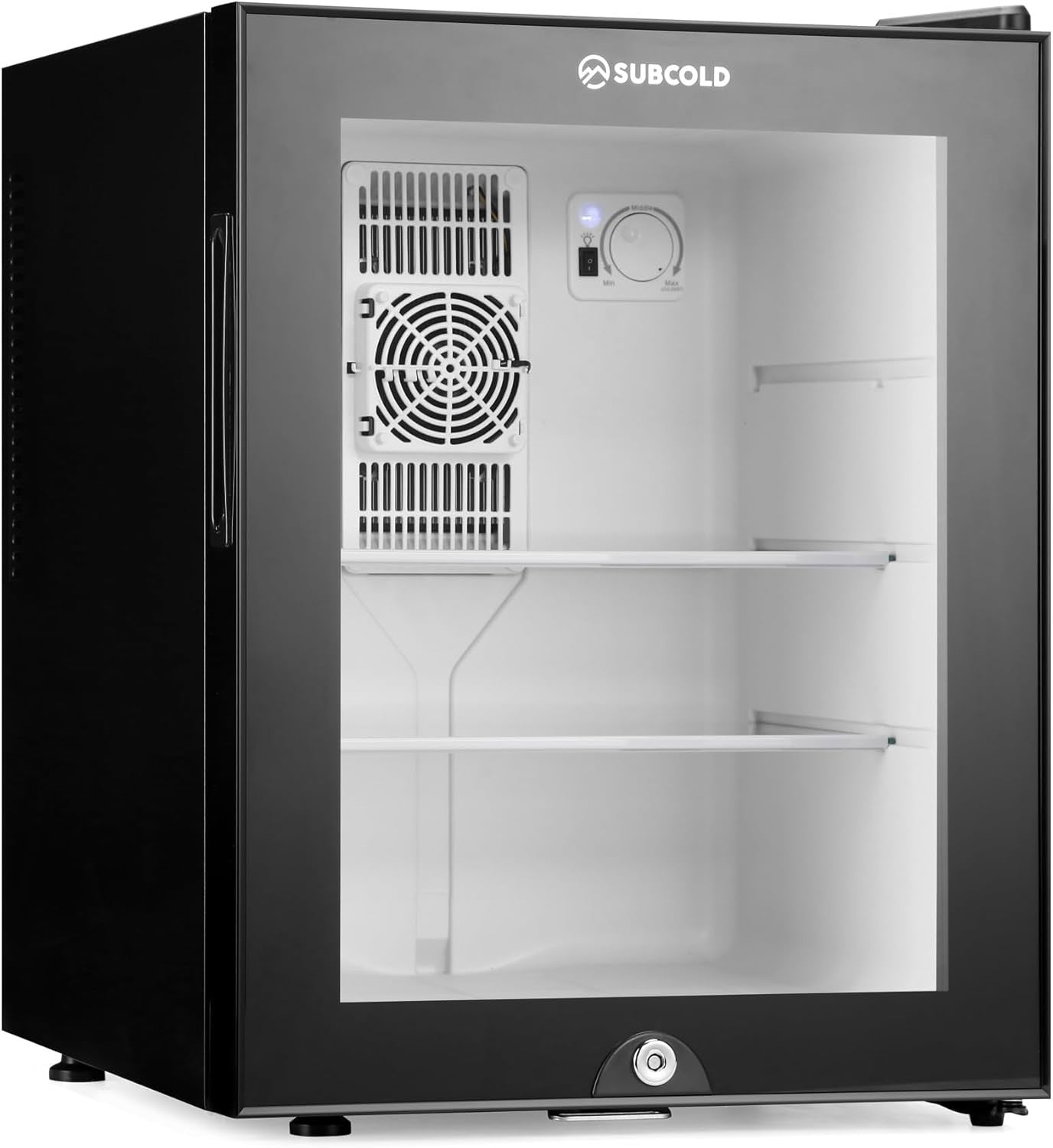 40L Mini Fridge Lockable Quiet Glass Door Bedroom Hotel Black