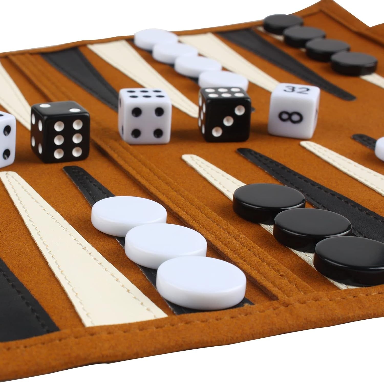 Travel Backgammon Rollable Board Set Portable Microfiber 2 Player Game