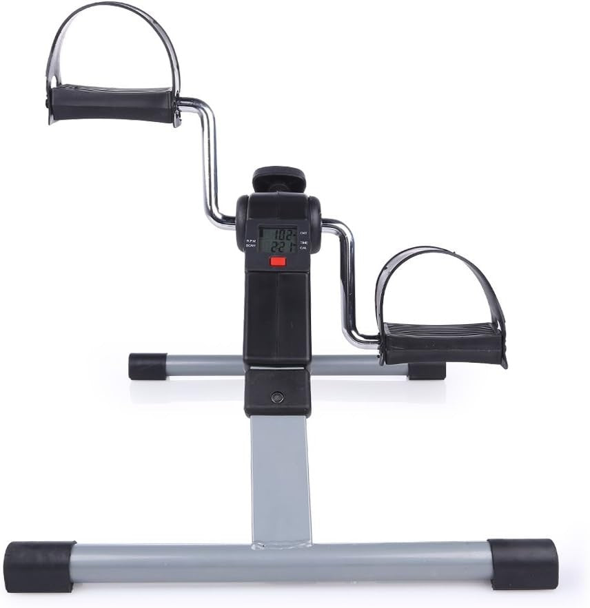 Foldable Mini Pedal Exerciser w/ LCD Display Adjustable Resistance for Arms/Legs