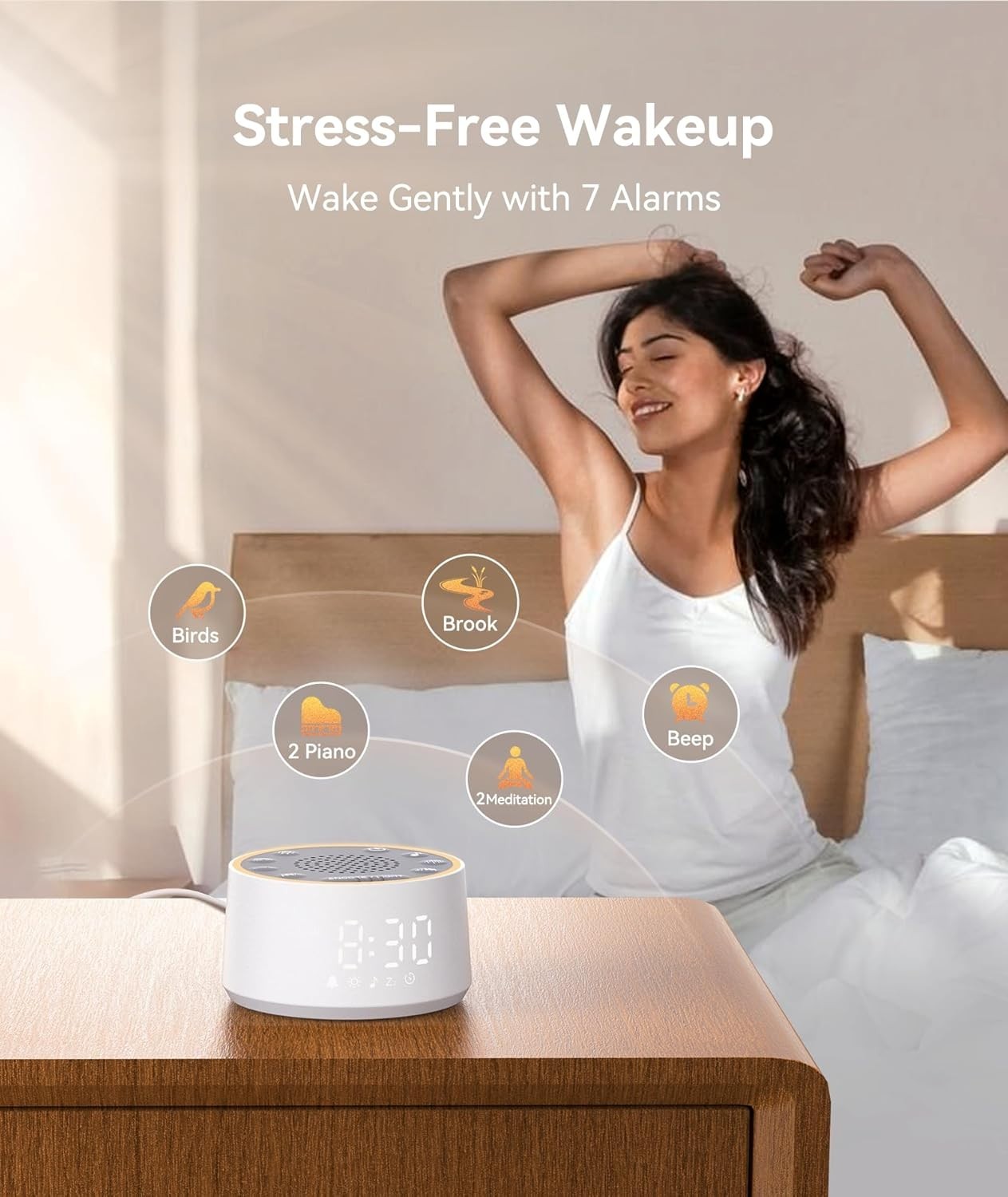 White Noise Machine for Sleep with 25 Soothing Sounds & Night Light